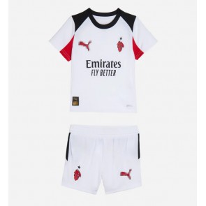 Billiga AC Milan Samuele Ricci #4 Bortatröja Barn 2025-26 Kortärmad (+ Korta byxor)